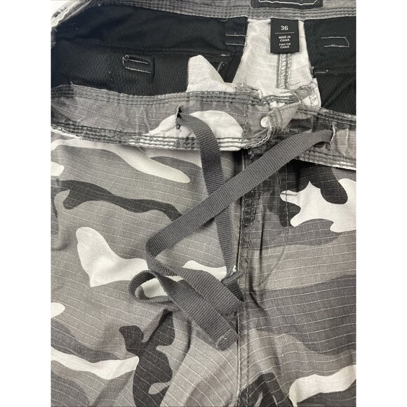 CSG Camo Cargo Shorts Men's 36 Snap Flap Pocket Ripstop Cotton Gray Black - Picture 7 of 11